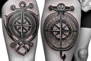 Compass and anchor tattoo idea