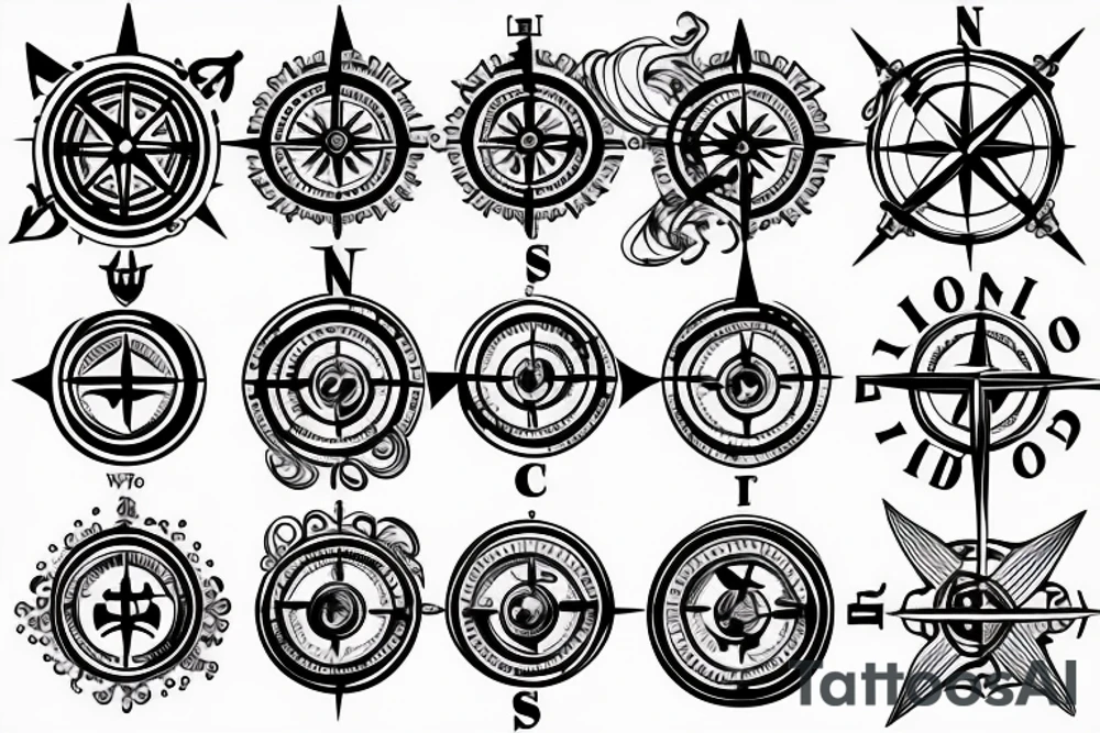 Compass and large anchor tattoo idea