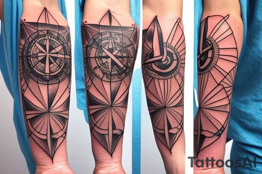Compass and large anchor tattoo idea