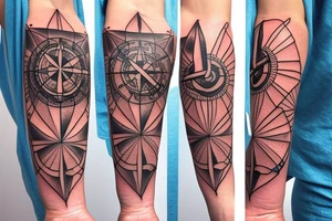 Compass and large anchor tattoo idea