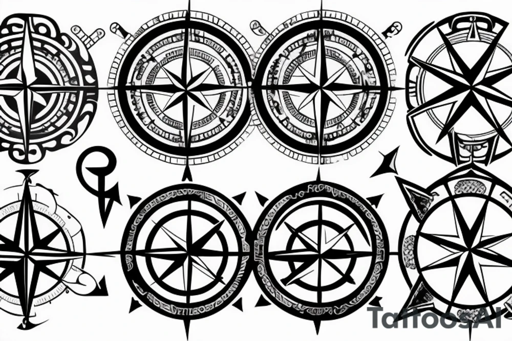 Compass and large anchor tattoo idea