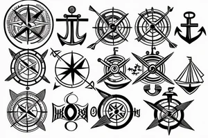 Compass and large anchor tattoo idea