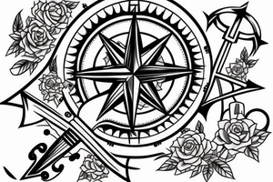 Compass and large anchor tattoo idea