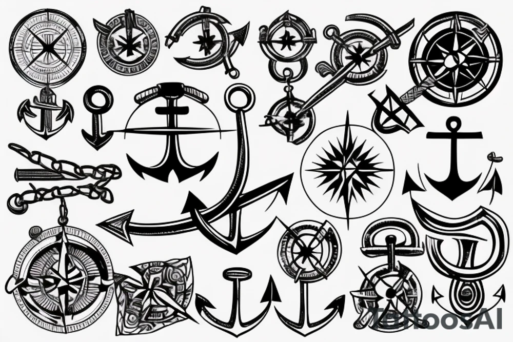 Compass and anchor tattoo idea