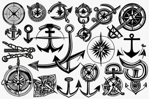 Compass and anchor tattoo idea