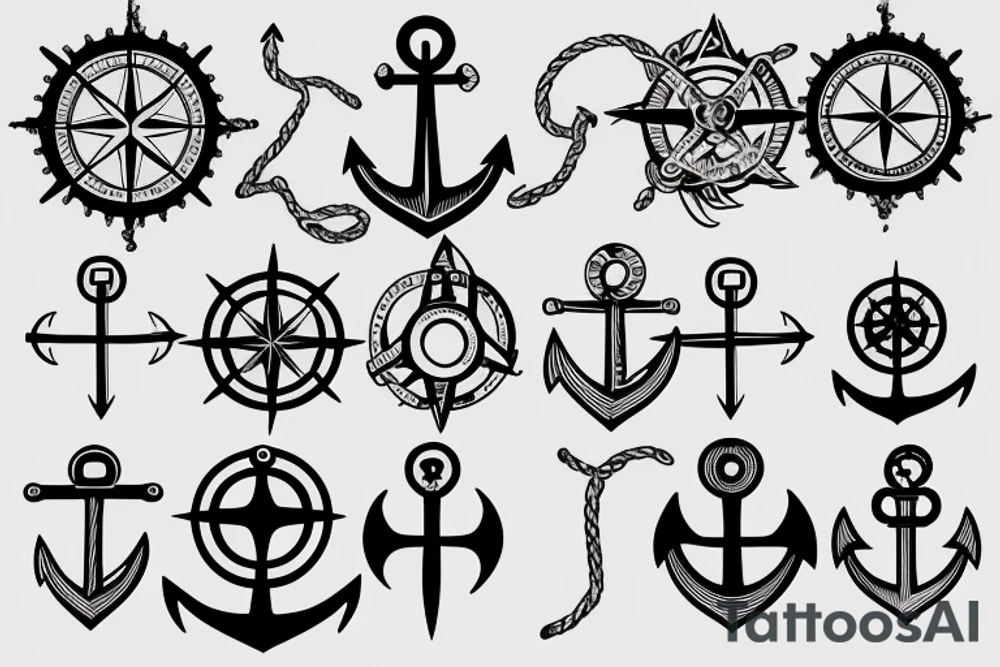 Compass and anchor tattoo idea