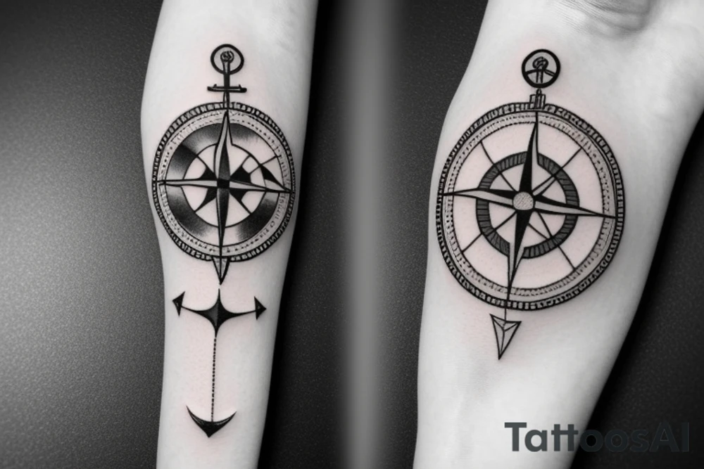 Compass and anchor tattoo idea