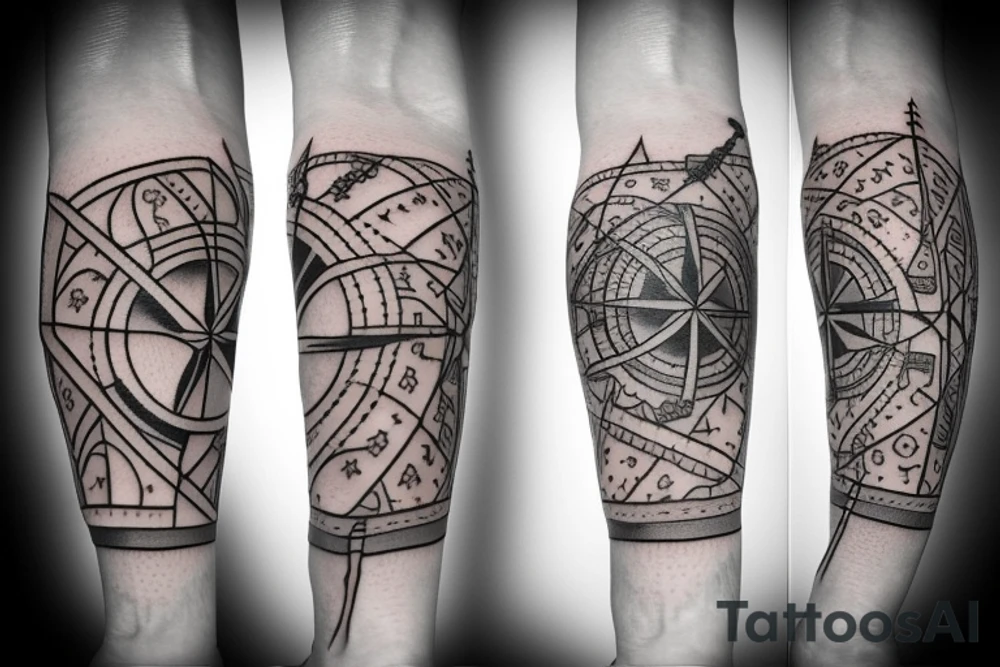 Compass and anchor tattoo idea