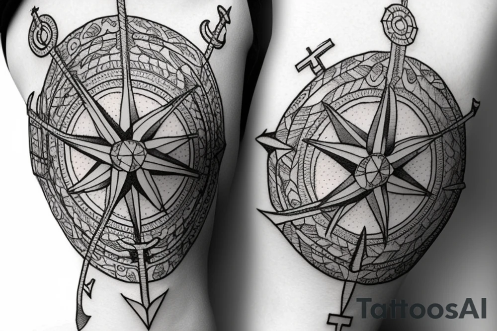 Compass and anchor tattoo idea