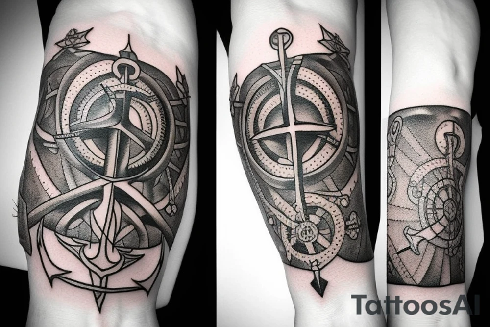Compass and anchor tattoo idea