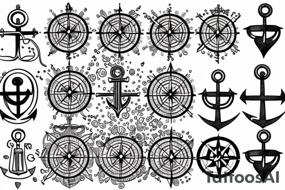 Compass and anchor tattoo idea