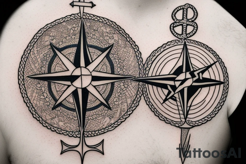 Compass and anchor tattoo idea