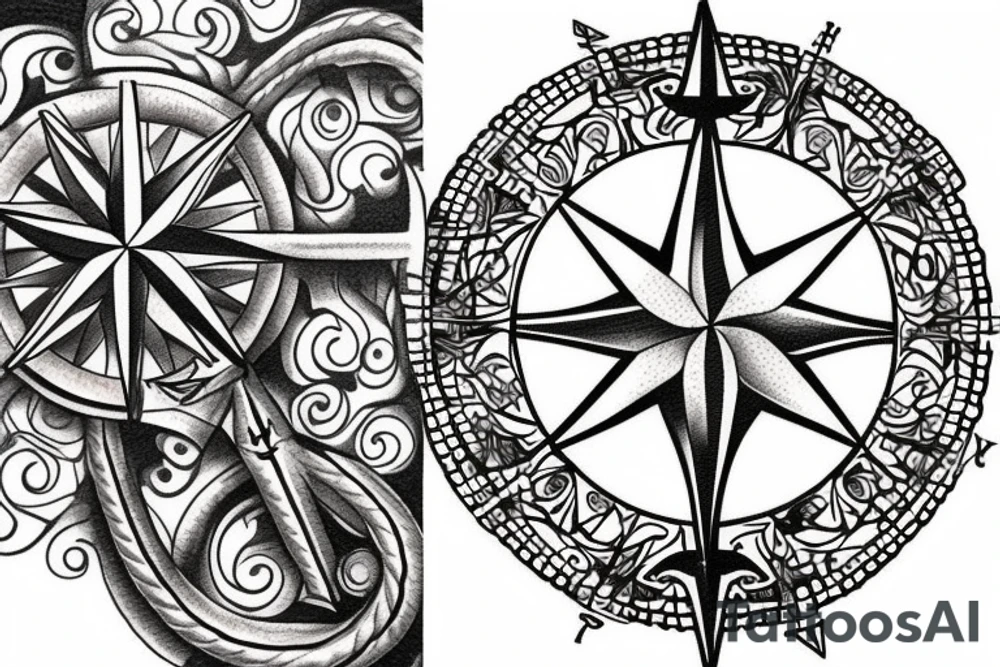 Compass and anchor tattoo idea
