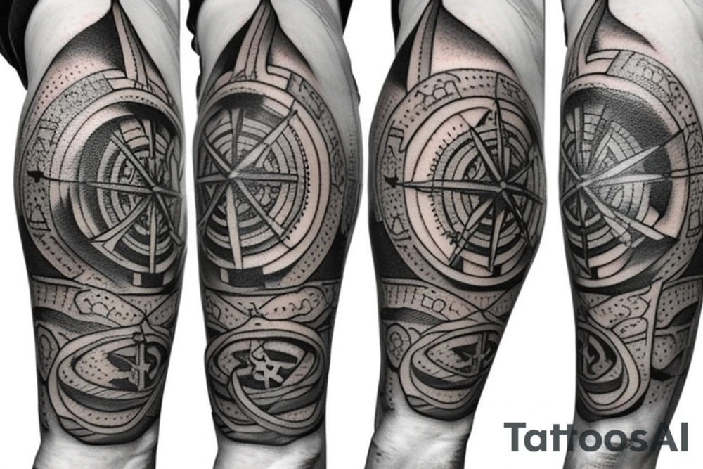 Compass and anchor tattoo idea