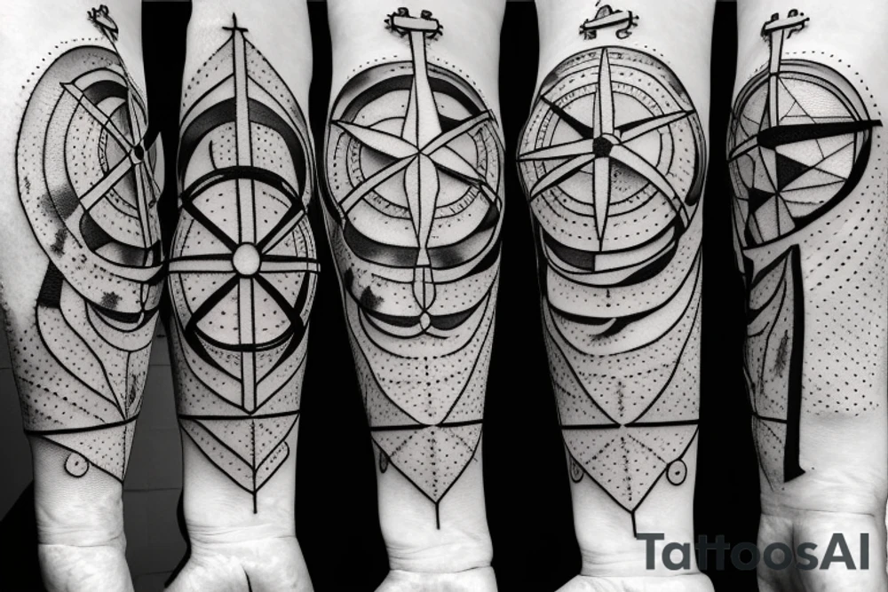 Compass and anchor and sword tattoo idea