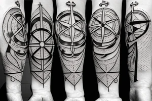 Compass and anchor and sword tattoo idea