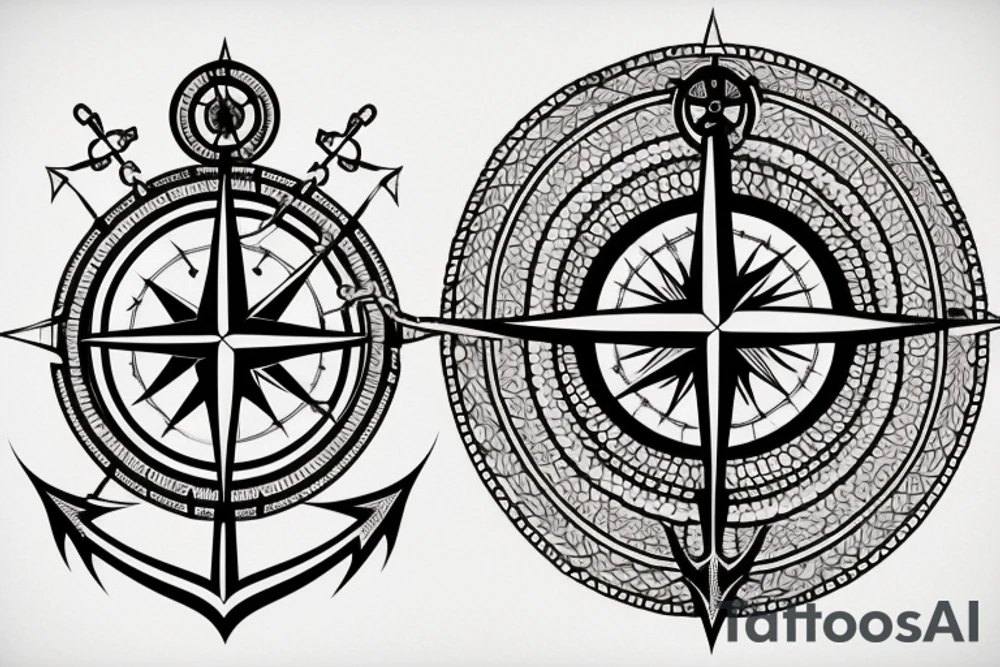 Compass and anchor and sword tattoo idea