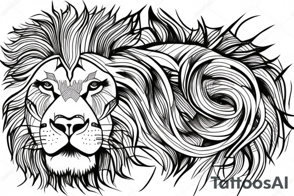 Fine line lion tattoo idea