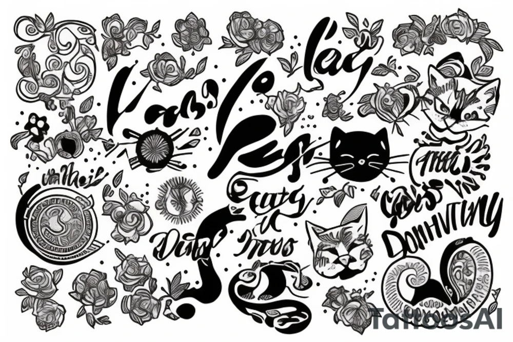 Cat and dogs tattoo idea