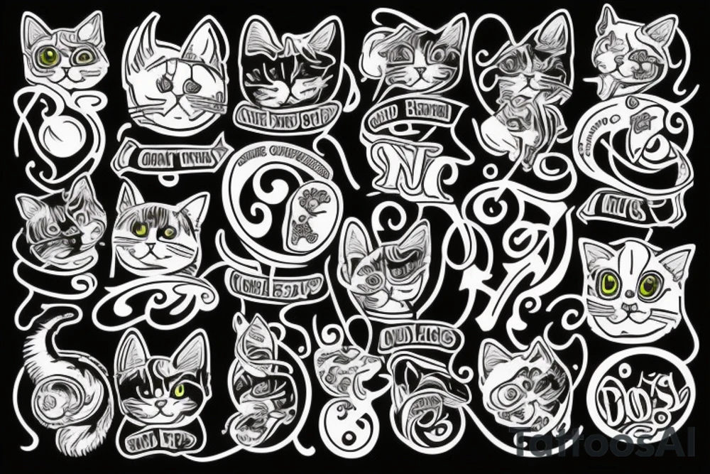 Cat and dogs tattoo idea