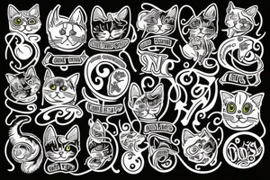 Cat and dogs tattoo idea