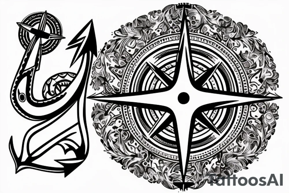 Compass and anchor tattoo idea