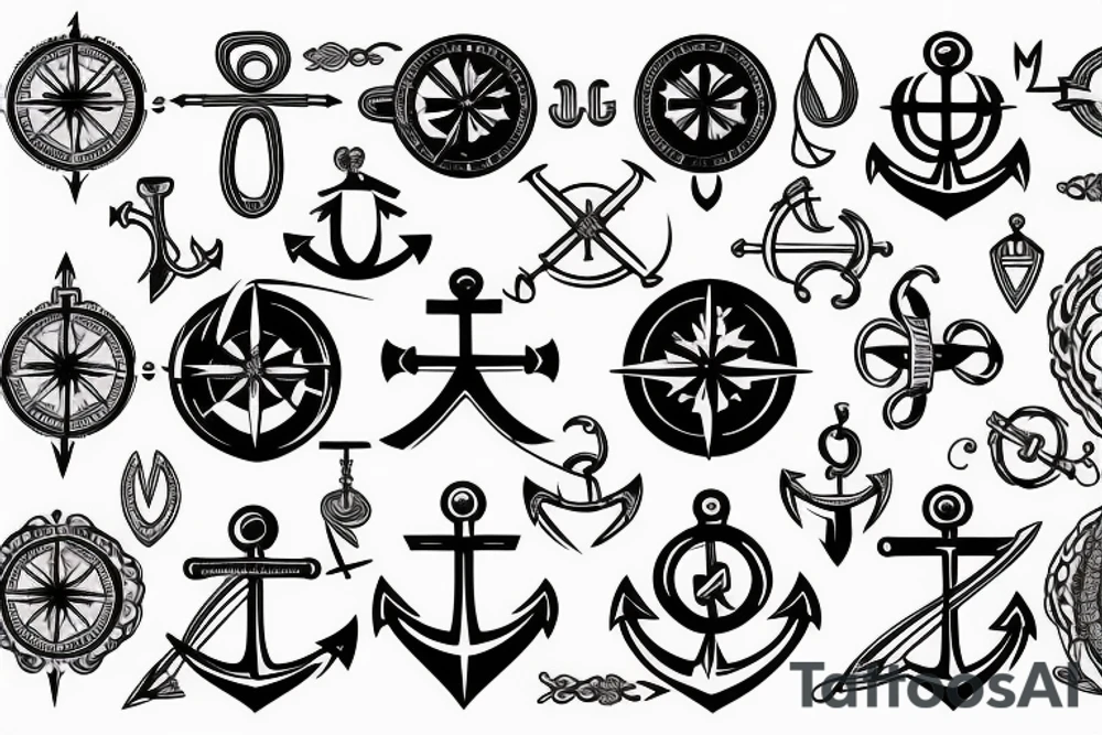 Compass and anchor tattoo idea