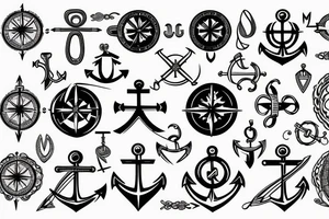 Compass and anchor tattoo idea