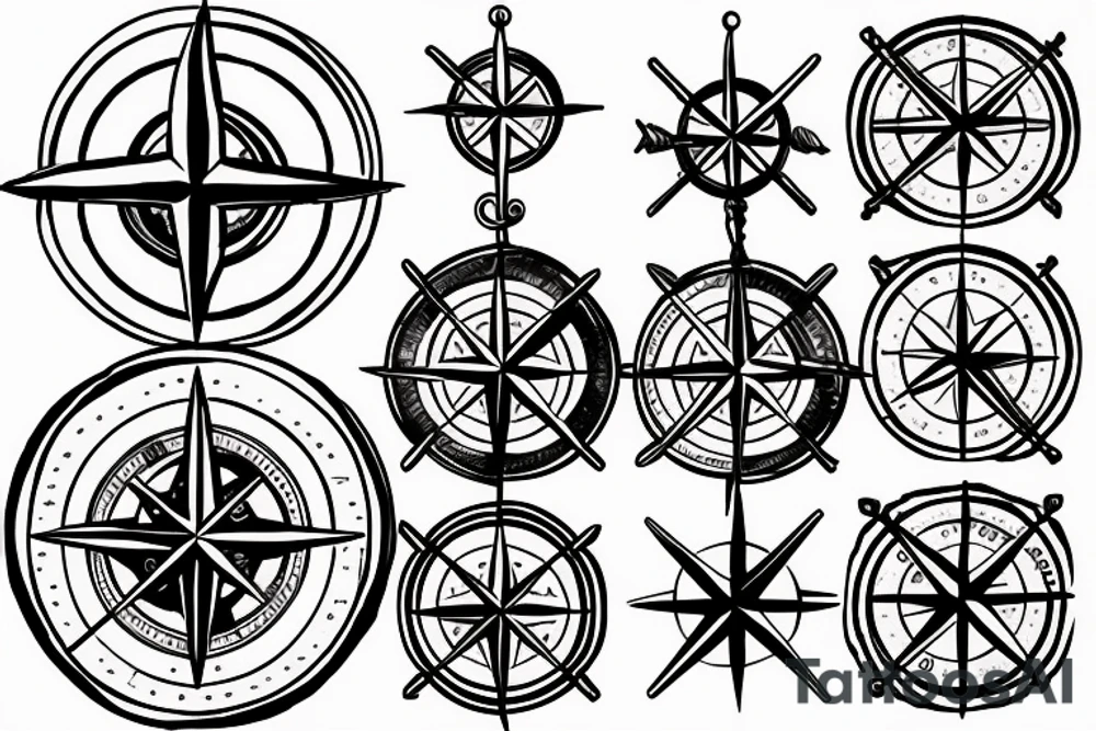 Compass and anchor tattoo idea