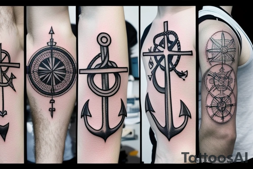 Compass and anchor tattoo idea