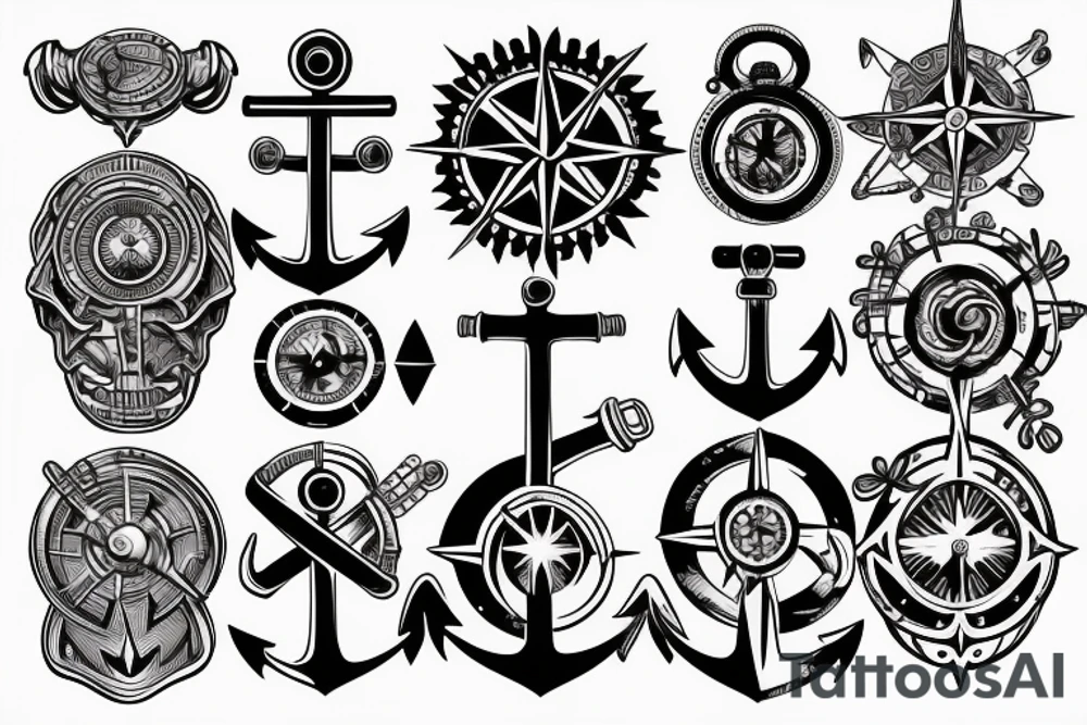 Compass and anchor tattoo idea