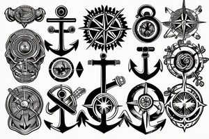 Compass and anchor tattoo idea