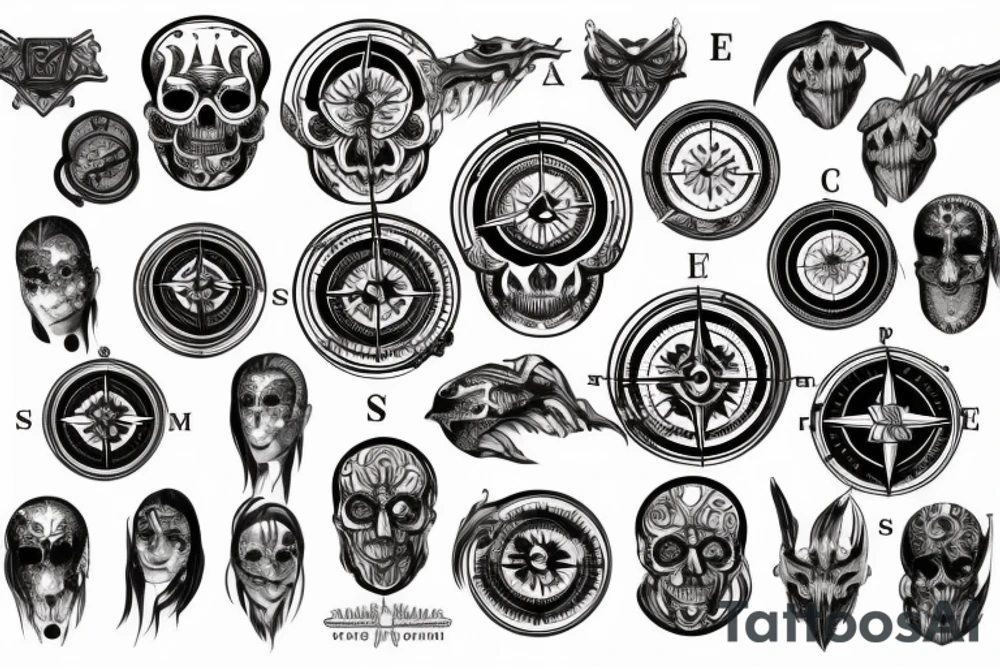 Compass in head tattoo idea