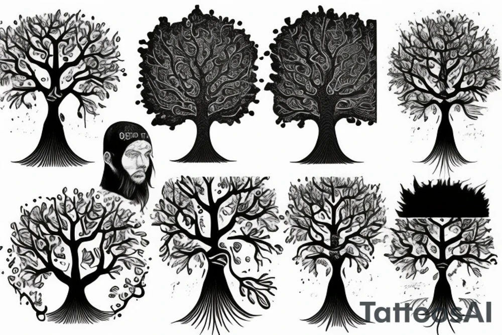 Omniscient Conscious Eye tree roots tattoo idea