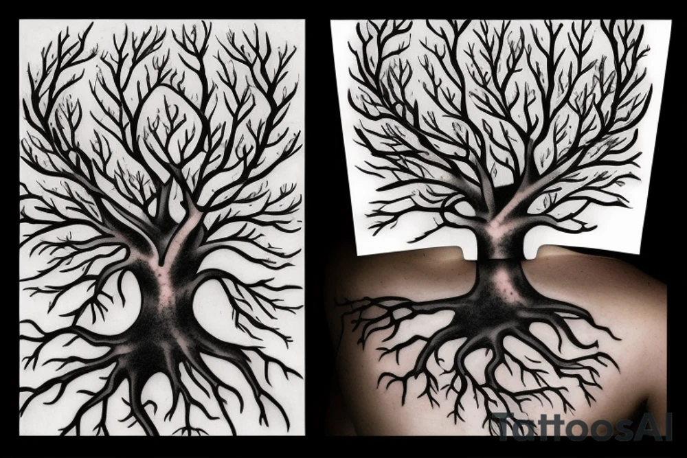 Eye tree roots tattoo idea