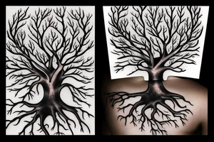 Eye tree roots tattoo idea