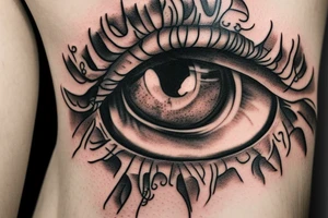 Eye made from tree roots tattoo idea