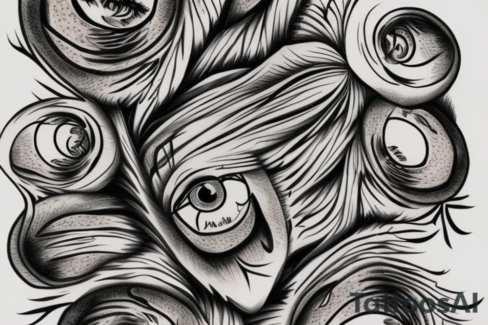 Eye made from tree roots tattoo idea