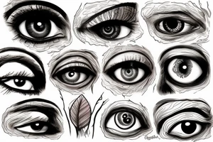Eye made from tree roots tattoo idea