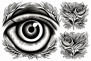 Eye made from tree roots tattoo idea
