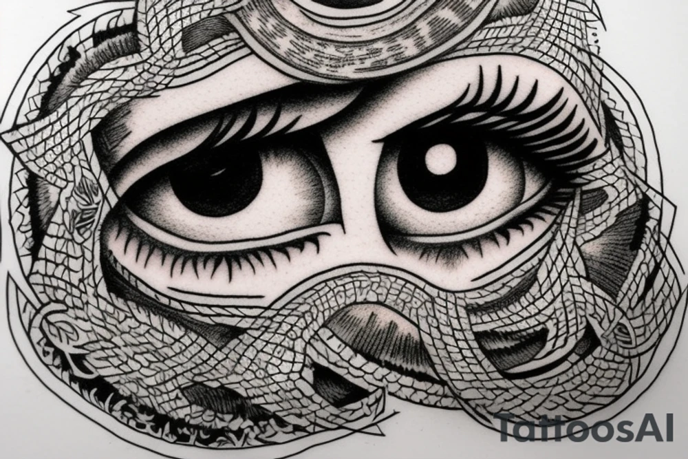 Eye made from tree roots tattoo idea