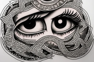 Eye made from tree roots tattoo idea