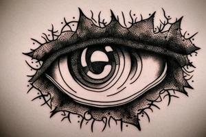 Eye made from tree roots tattoo idea