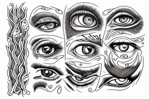 Eye made with tree roots tattoo idea