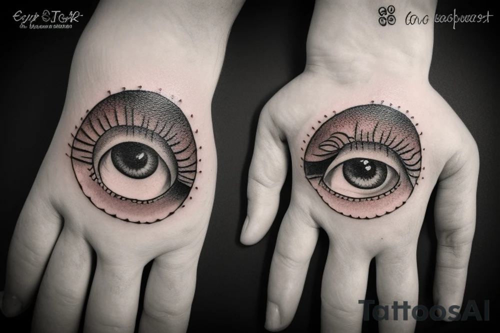 Eye made with tree roots tattoo idea