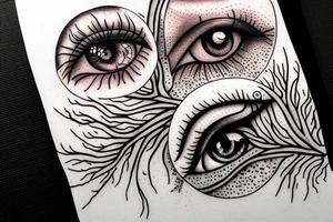 Eye with tree roots tattoo idea