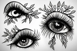 Eye with tree roots growing above lashes tattoo idea