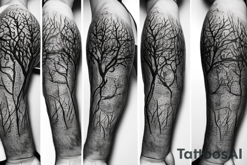 Compass with tree roots growing on top tattoo idea