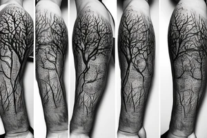 Compass with tree roots growing on top tattoo idea