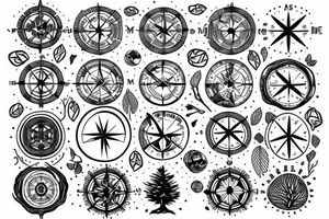 Compass with overgrown tree roots tattoo idea